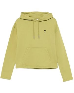 Ami Paris Embroidered Hoodie - Yellow