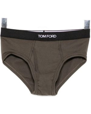 Tom Ford Logo-Waistband Briefs - Black
