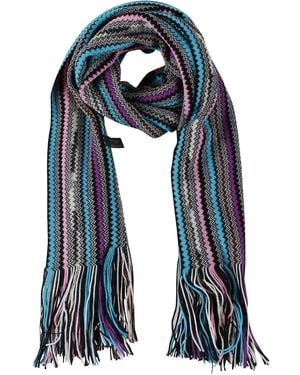 Missoni Fringed Zig-Zag Scarf - Blue