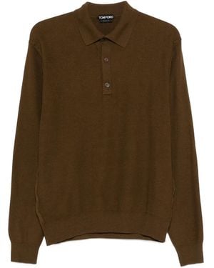 Tom Ford Long-Sleeve Polo Shirt - Brown