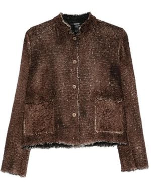 Avant Toi Raw-Edge Tweed Jacket - Brown