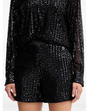 KARL LAGERFELD Sequin Logo Shorts - Black