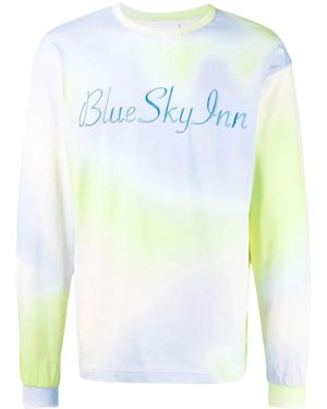 BLUE SKY INN Tie-Dye Embroidered-Logo T-Shirt - Blue