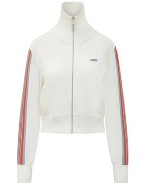 Autry Logo-Patch Side-Stripe Jacket - White