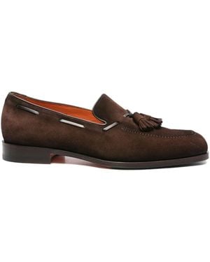 Santoni Tassel-Detail Suede Loafers - Brown