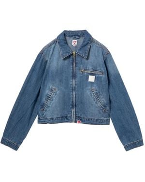 AAPE BY A BATHING AP Denim Jack Met Logopatch - Blauw
