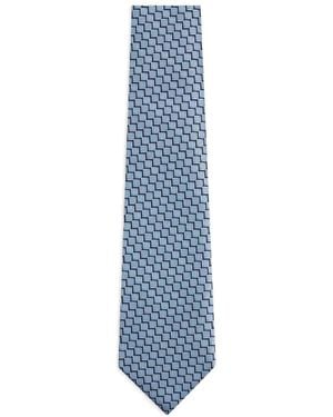 ZEGNA Geometric-pattern Silk Tie - ブルー