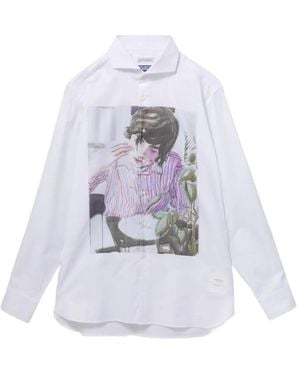 Junya Watanabe Chemise À Imprimé Graphique - White