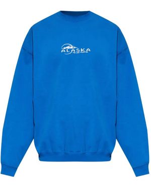 Vetements Slogan-Embroidered Sweatshirt - Blue