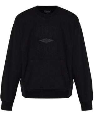 Emporio Armani Embroidered-Logo Sweater - Black