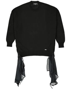 DSquared² Lace-Up Draped-Insert Sweater - Black