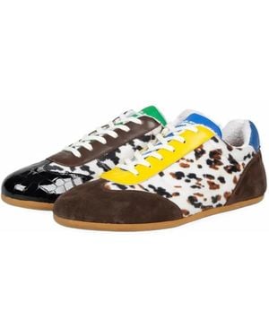Charles Jeffrey Animal-Print Leather Trainers - White