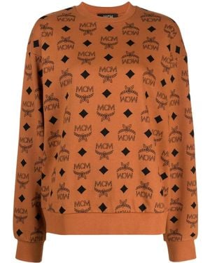 MCM Monogram-Print Cotton Sweatshirt - Brown