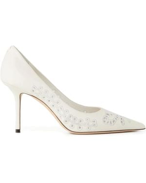 Jimmy Choo Pumps Mit Love-Stickerei 85Mm - Weiß