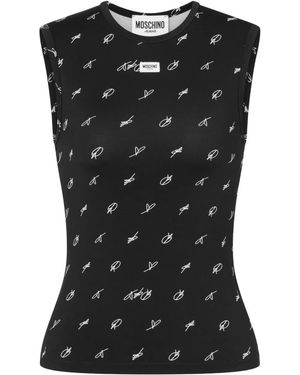 Moschino Logo-Print Tank Top - Black