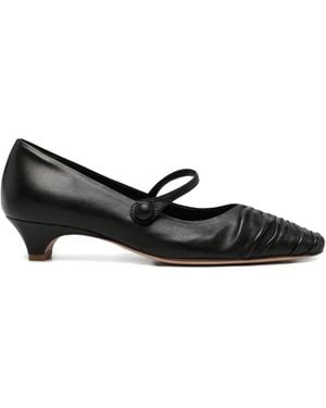 LORENA PAGGI Ruched Strap Leather Pumps - Black