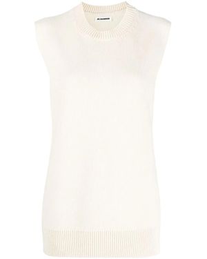 Jil Sander Cashmere Wool Blend Knit Vest - White