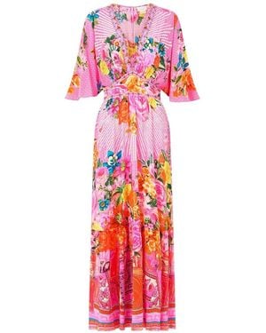 CAMILLA Ruffle-Hem Floral-Print Maxi Dress - Red