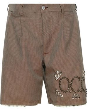 RIVINGTON roi Rebis Stud-Embellished Shorts - Grey