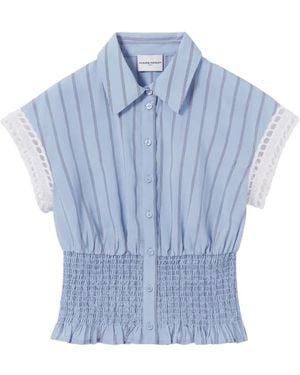 Claudie Pierlot Gestreept Overhemd Met Gesmockte Taille - Blauw