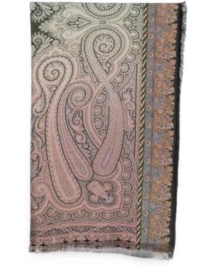 Pierre Louis Mascia Aloeuw Paisley-Print Fringed Scarf - Brown