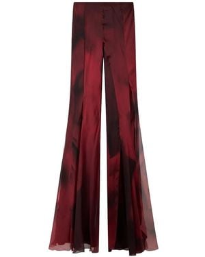Alberta Ferretti Gradient-Effect Silk Palazzo Pants - Red
