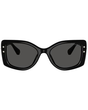 Swarovski Crystal-Embellished Square-Frame Sunglasses - Black