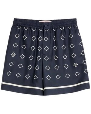 Valentino Garavani Skill Twill Bermuda Shorts With All-Over Opticool Print - Blue