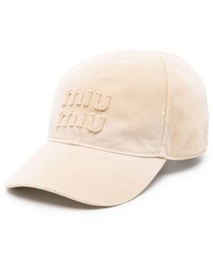 Miu Miu Baseballkappe in Distressed-Optik - Natur