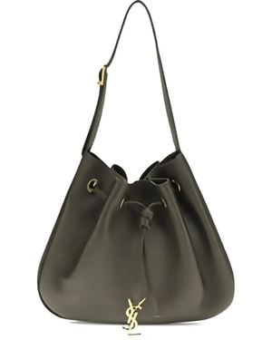 Saint Laurent ドローストリング レザーショルダーバッグ - ブラック