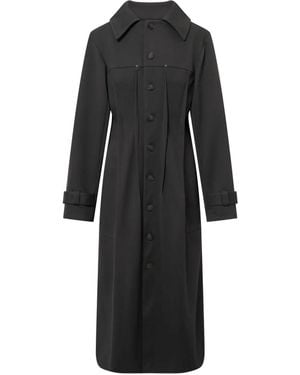 Elena Velez Pleated Button-Fastening Coat - Black