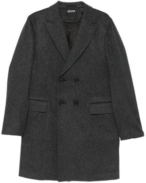 ZEGNA Double-Breasted Coat - Black