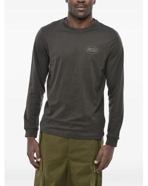 DIESEL Langarmshirt Mit Logo-Prägung - Grau