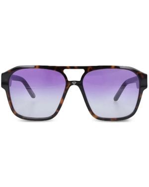 FACE HIDE Tortoiseshell-Effect Geometric-Frame Sunglasses - Purple
