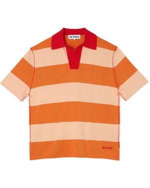 Sunnei Polo Rayé À Manches Courtes - Orange