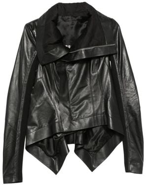 Rick Owens Long-Sleeves Leather Jacket - Black