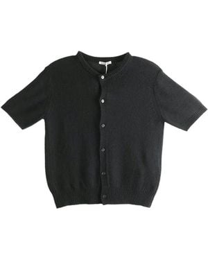 AURALEE Short-Sleeve Buttoned Cardigan - Black