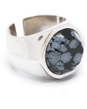 Isabel Marant Logo-Engraved Gemstone Ring - Grey