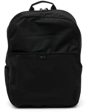 agnès b. Logo-Plaque Zip-Around Backpack - Black