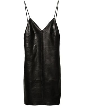 Saint Laurent Leather Slip Dress - Black