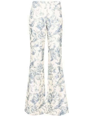 Sandro Floral-Print Flared Trousers - White