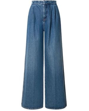 Alberta Ferretti Jeans A Gamba Ampia Con Pieghe - Blu