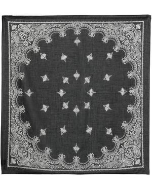 Destin Cot Carre Paisley Printed Scarf - Gray