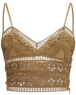 Charo Ruiz Melie Guipure-Lace Cropped Top - Natural