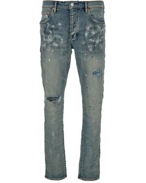 Purple Brand Paint-Print Distressed Jeans - Blue