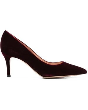 Gianvito Rossi Pointed-Toe Velvet Court Shoes - Brown