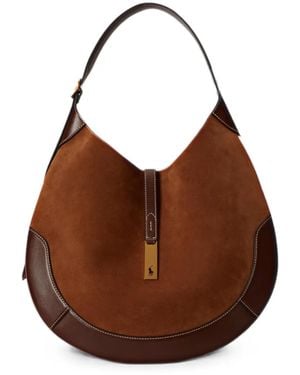 Polo Ralph Lauren Large Polo Id Saddle Shoulder Bag - Brown