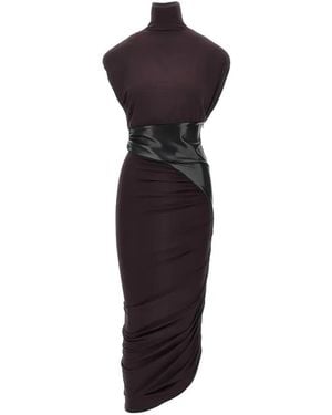 ANDAMANE High-Neck Ruched Maxi Dress - Blue
