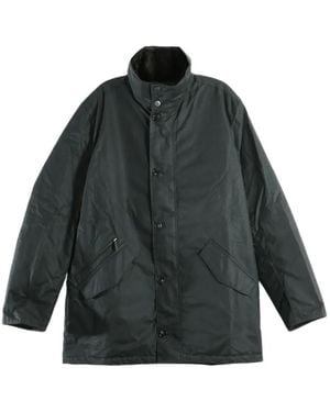 Barbour Chaqueta Powell Encerada Con Cuello Alto - Negro