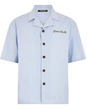 Roberto Cavalli Logo-Embroidered Striped Shirt - Blue